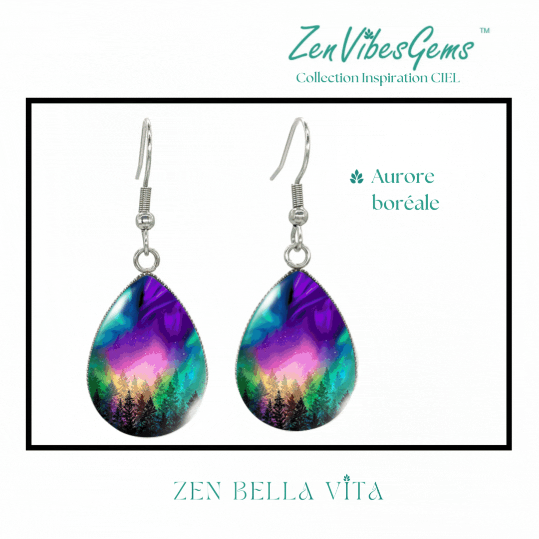 ZenVibesGems™ | Boucles d'oreilles | Collection Inspiration CIEL™ | AURORES BORÉALES