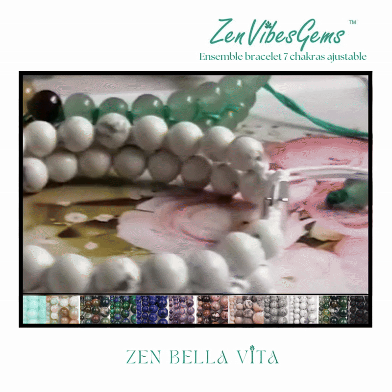 ZenVibesGems™ | Ensemble bracelet 7 chakras ajustable et boucles d'oreilles