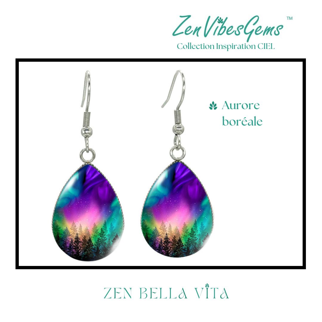 ZenVibesGems™ | Boucles d'oreilles | Collection Inspiration CIEL™ | AURORES BORÉALES