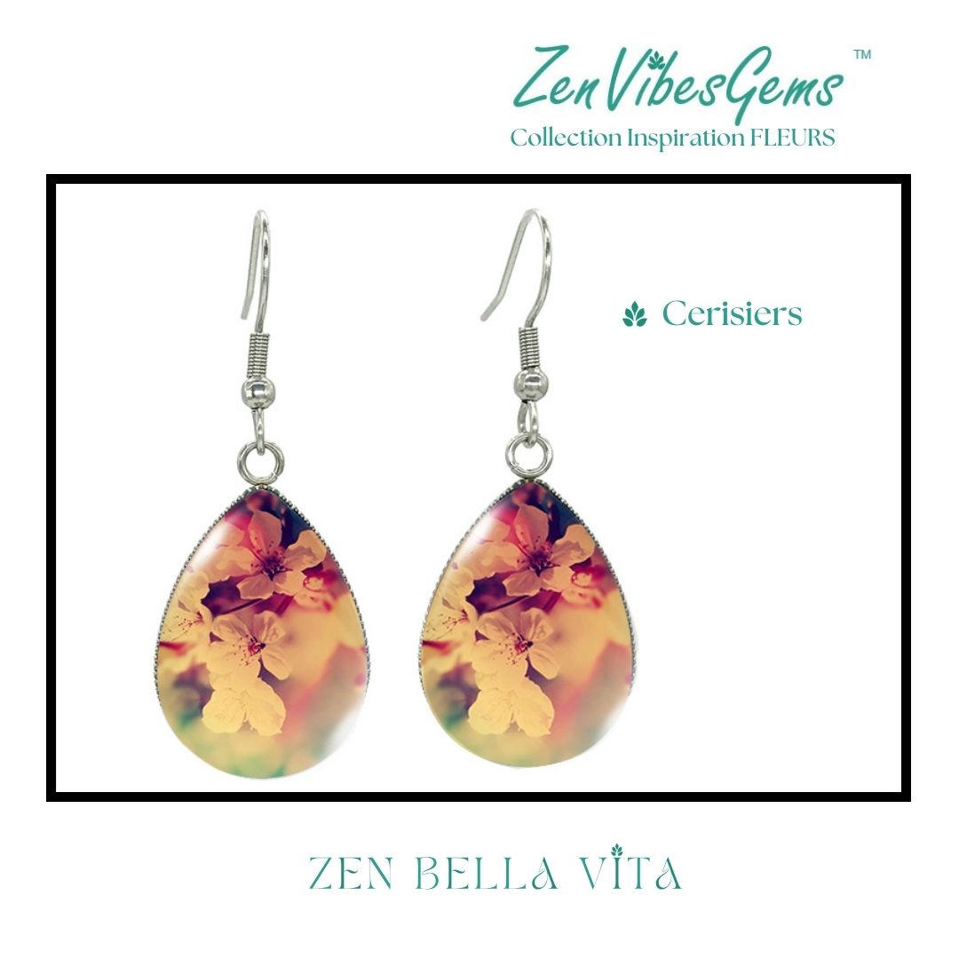 ZenVibesGems™ | Boucles d'oreilles | Collection Inspiration FLEURS™ | CERISIERS