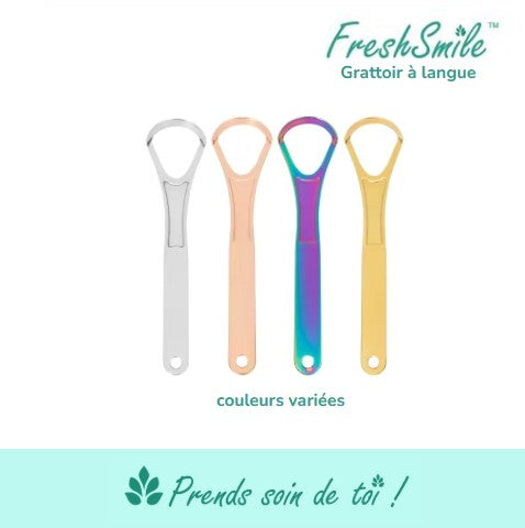 FreshSmile™ | Soins Quotidiens | Grattoir à langue | acier inoxydable