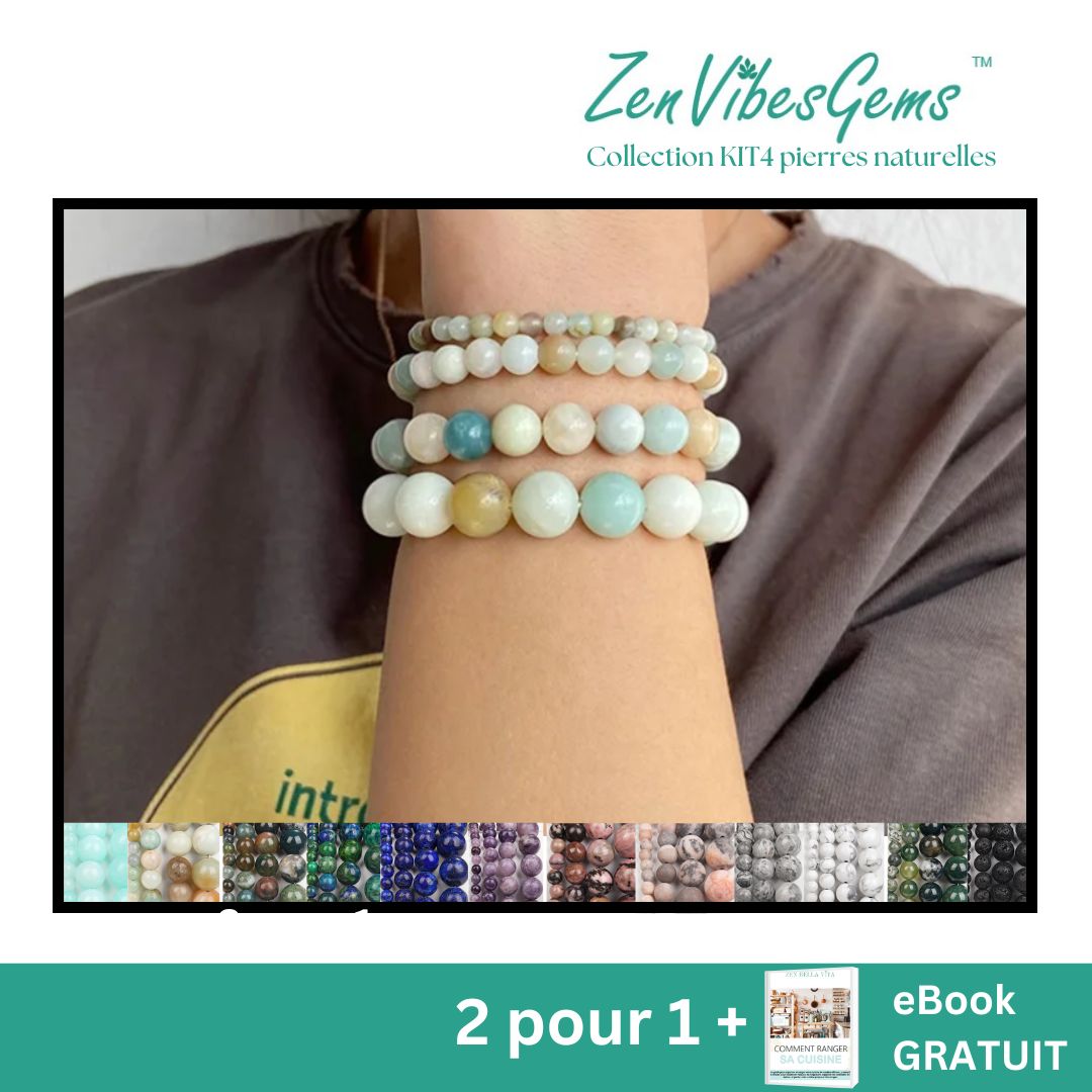 ZenVibesGems™ |  Bracelets | KIT4 en pierres naturelles