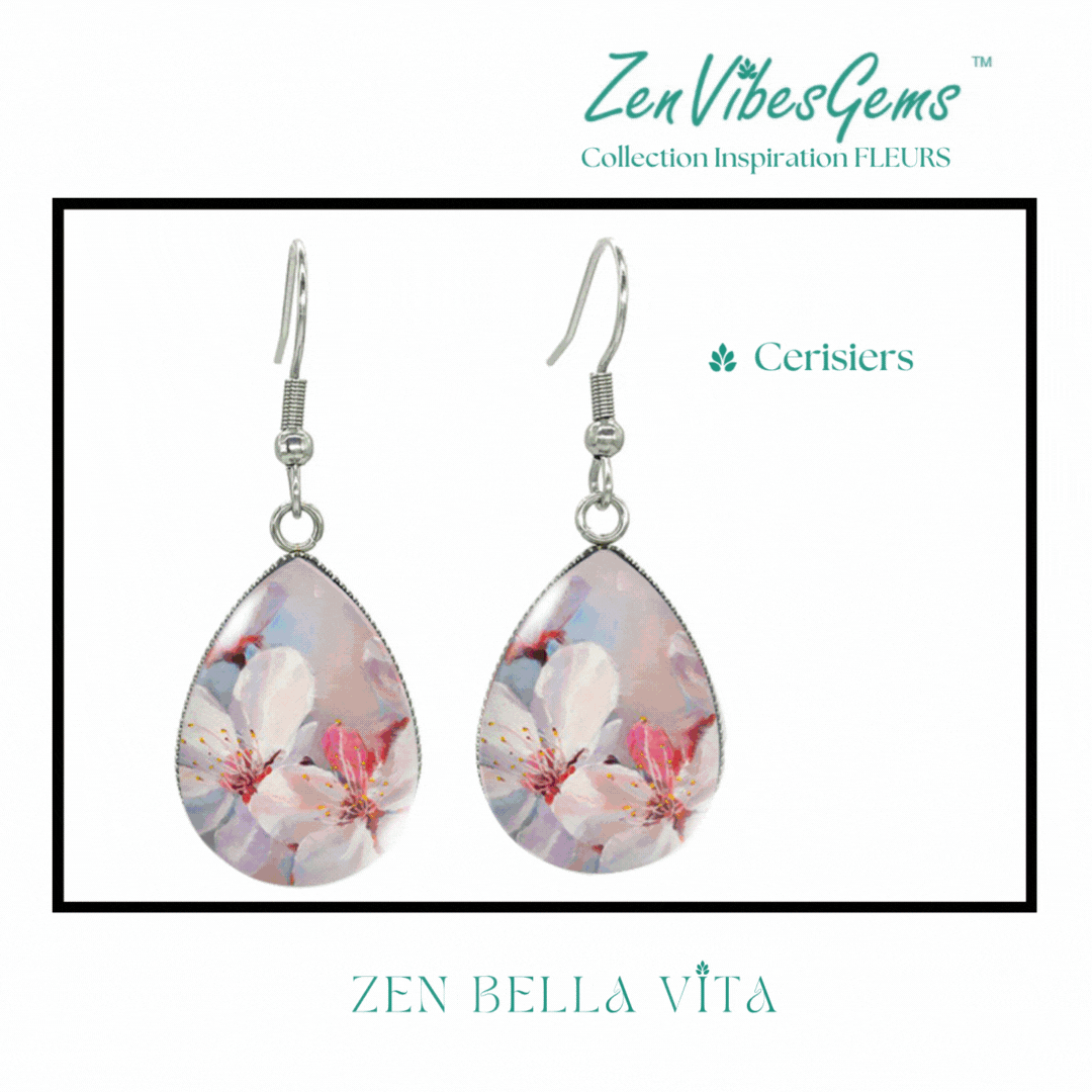 ZenVibesGems™ |  Boucles d'oreilles | Collection Inspiration FLEURS™ | CERISIERS