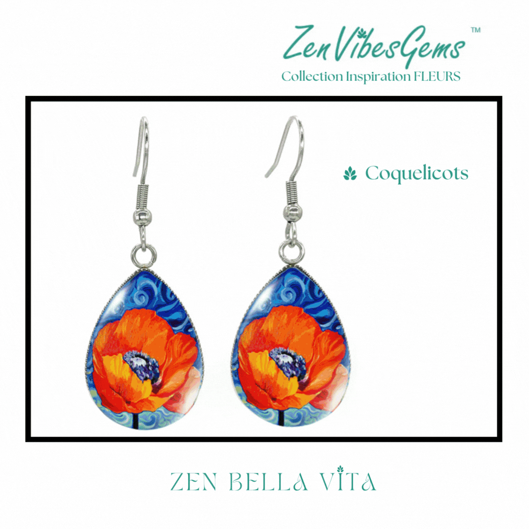 ZenVibesGems™ |  Boucles d'oreilles | Collection Inspiration FLEURS™ | COQUELICOTS