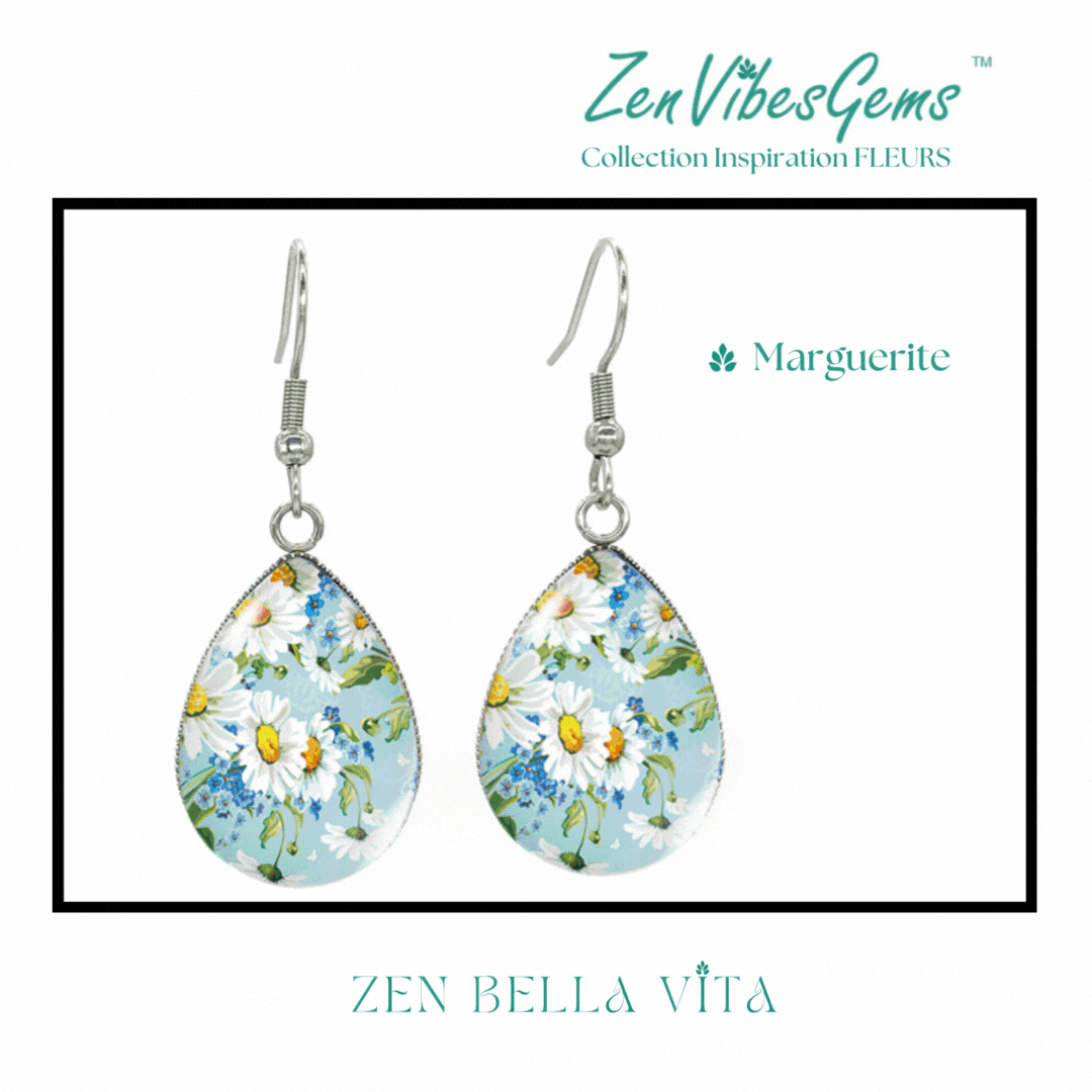 ZenVibesGems™ |  Boucles d'oreilles | Collection Inspiration FLEURS™ | MARGUERITES