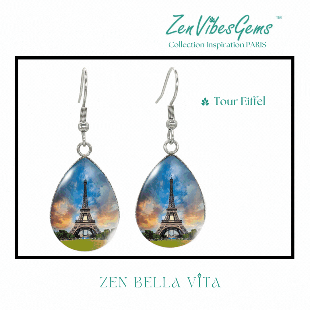 ZenVibesGems™ |  Boucles d'oreilles | Collection Inspiration PARIS™ | TOUR EIFFEL