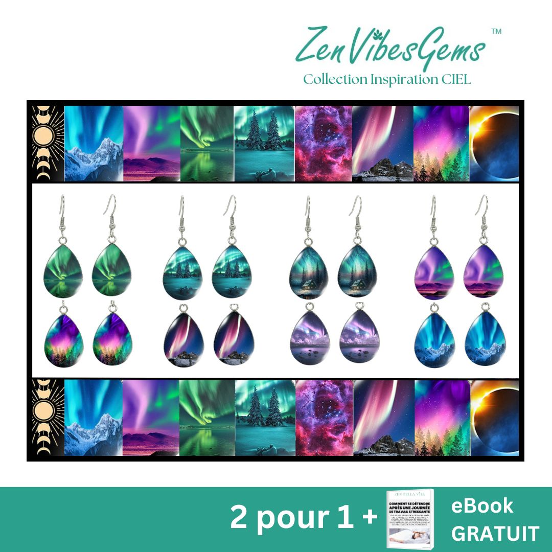 ZenVibesGems™ |  Boucles d'oreilles | Collection Inspiration CIEL™ | AURORES BORÉALES
