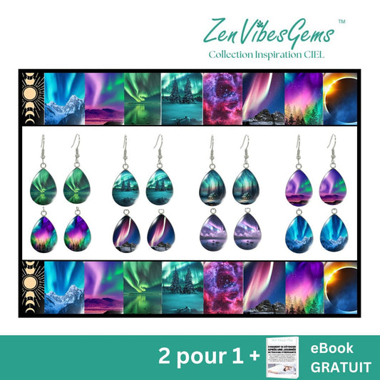 ZenVibesGems™ |  Boucles d'oreilles | Collection Inspiration CIEL™ | AURORES BORÉALES