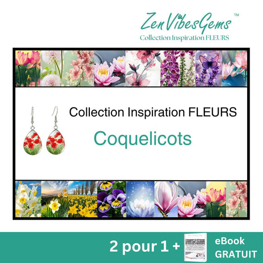 ZenVibesGems™ |  Boucles d'oreilles | Collection Inspiration FLEURS™ | COQUELICOTS