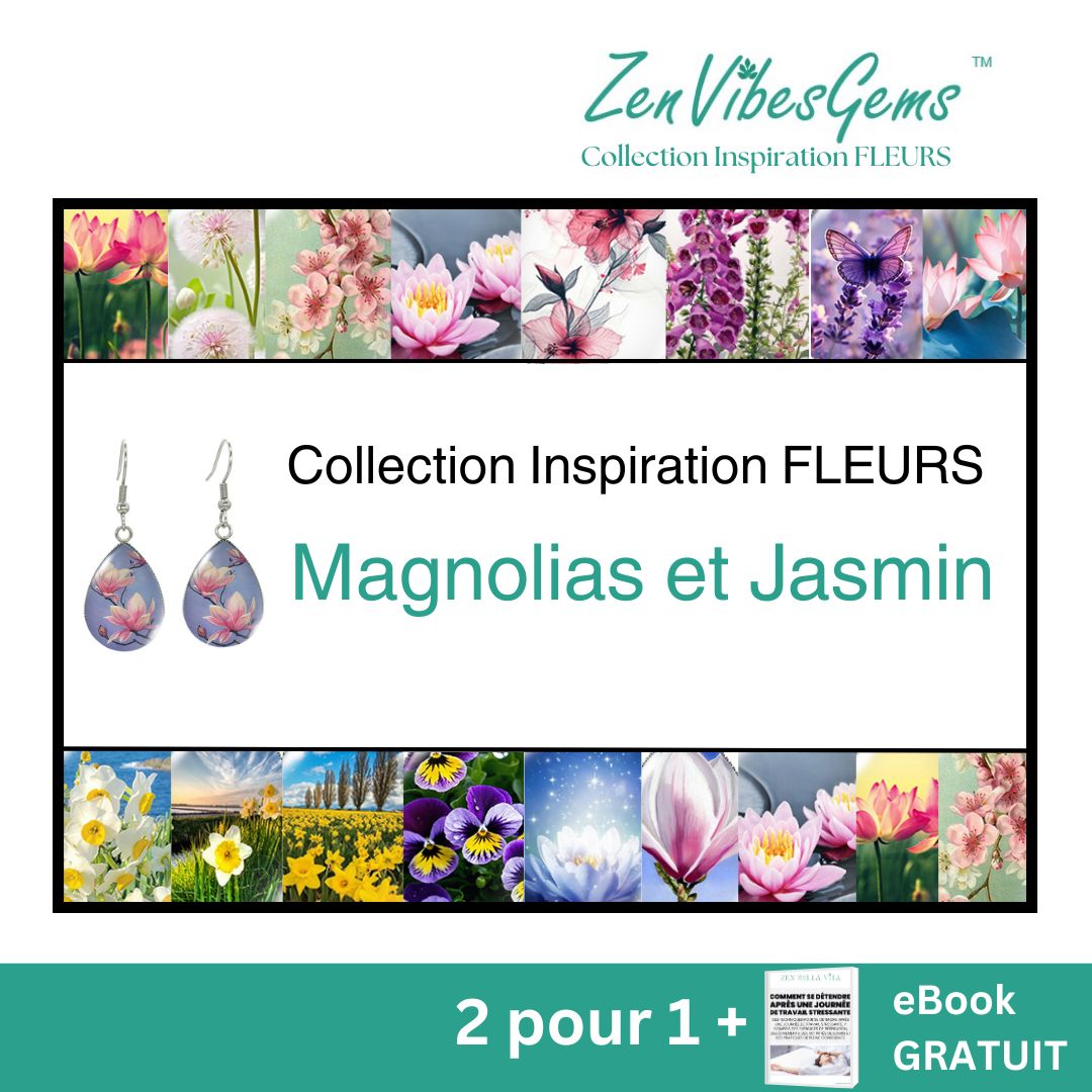 ZenVibesGems™ |  Boucles d'oreilles | Collection Inspiration FLEURS™ | MAGNOLIAS