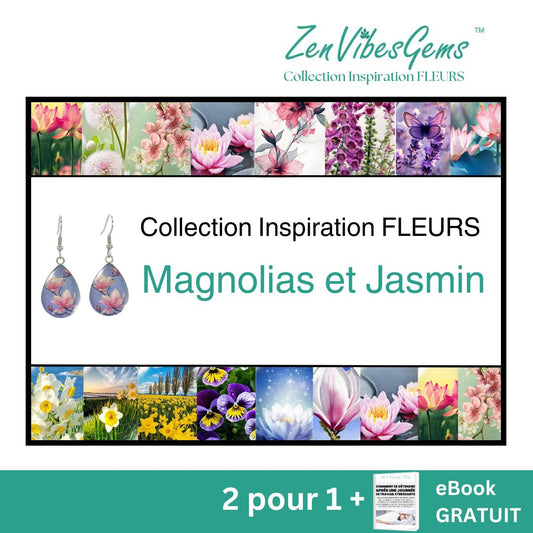 ZenVibesGems™ |  Boucles d'oreilles | Collection Inspiration FLEURS™ | MAGNOLIAS