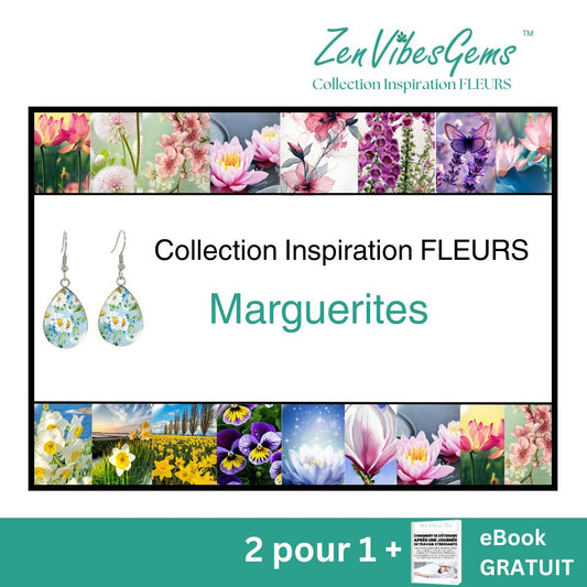 ZenVibesGems™ |  Boucles d'oreilles | Collection Inspiration FLEURS™ | MARGUERITES