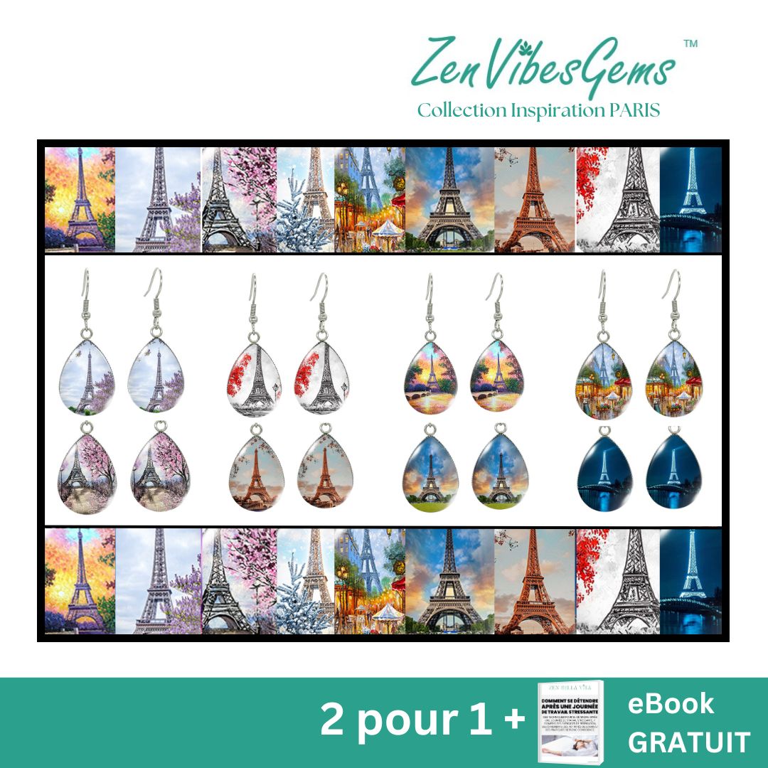 ZenVibesGems™ |  Boucles d'oreilles | Collection Inspiration PARIS™ | TOUR EIFFEL