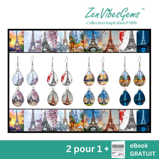 ZenVibesGems™ |  Boucles d'oreilles | Collection Inspiration PARIS™ | TOUR EIFFEL