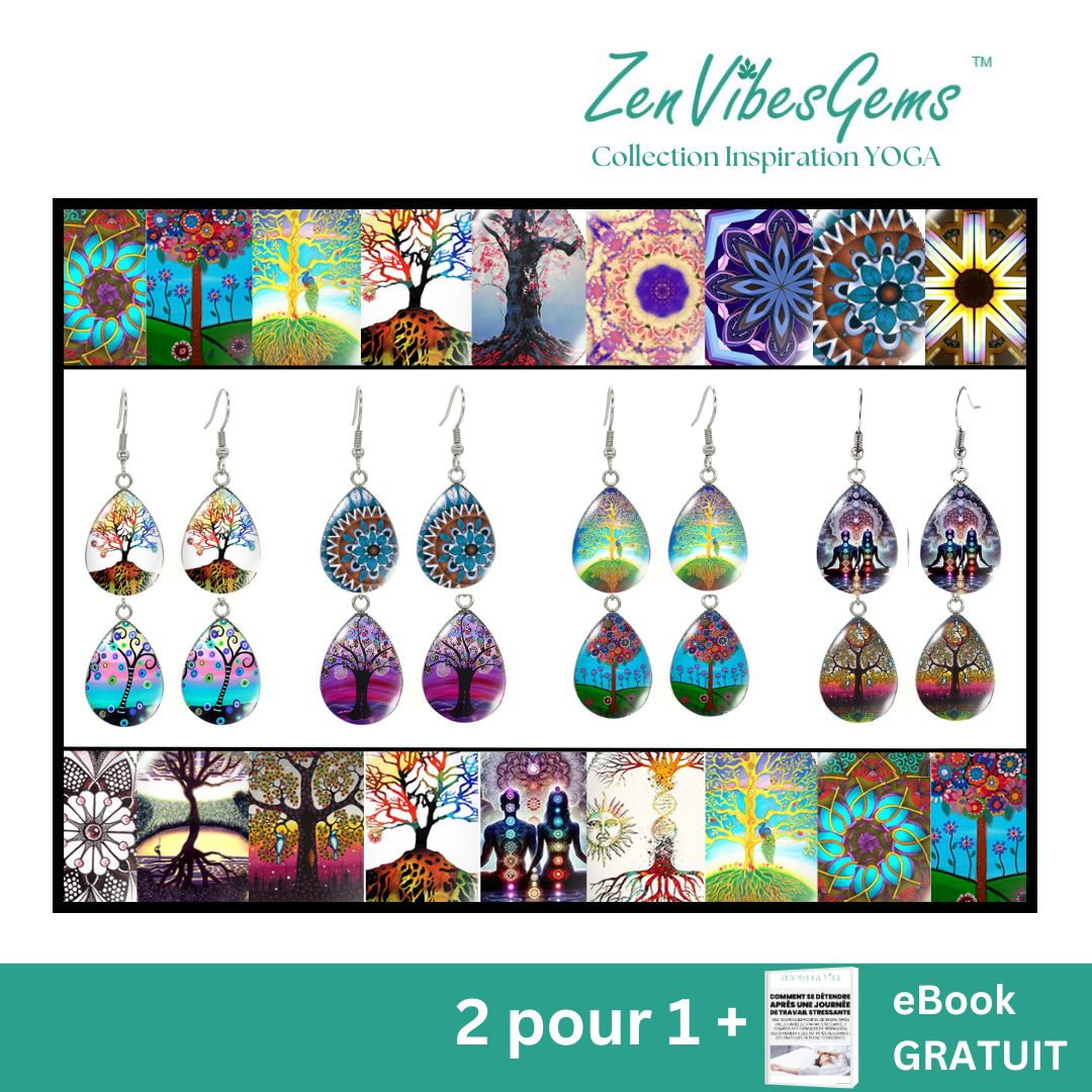 ZenVibesGems™ |  Boucles d'oreilles | Collection Inspiration YOGA™ | ARBRES DE VIE et MANDALAS