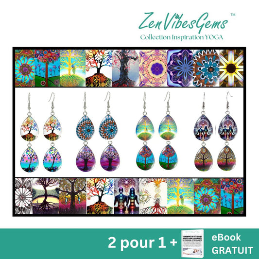 ZenVibesGems™ |  Boucles d'oreilles | Collection Inspiration YOGA™ | ARBRES DE VIE et MANDALAS