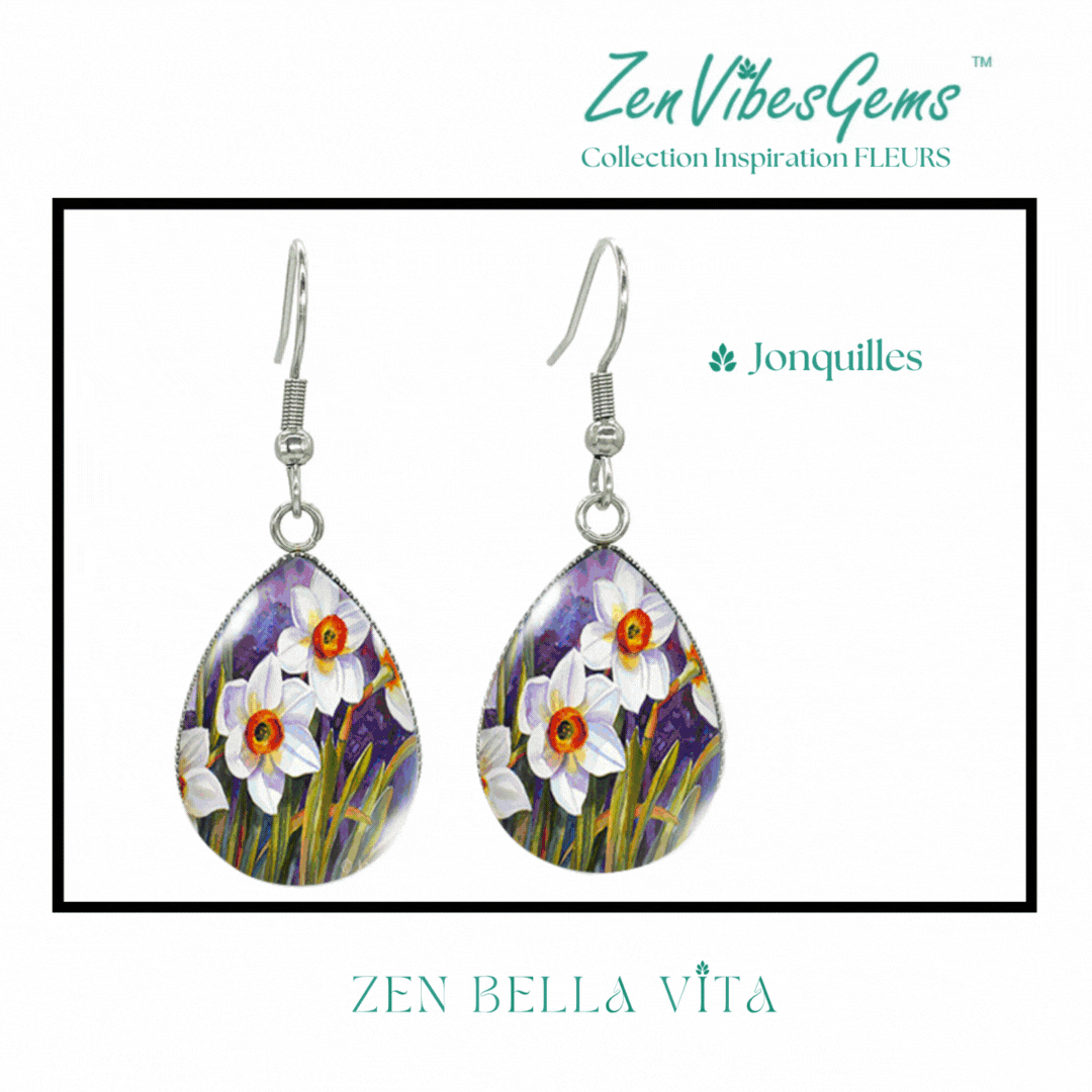 ZenVibesGems™ |  Boucles d'oreilles | Collection Inspiration FLEURS™ | JONQUILLES