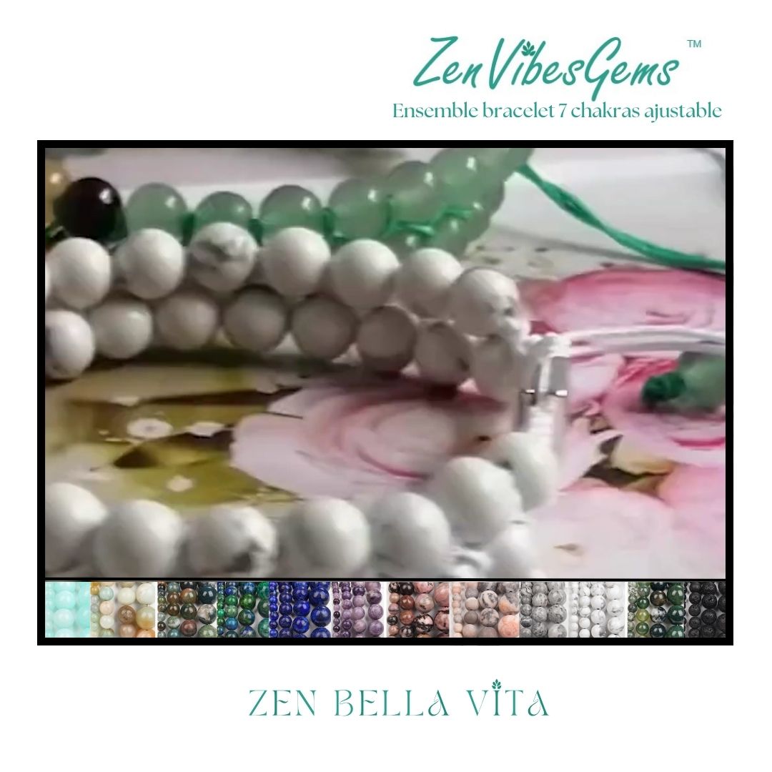 ZenVibesGems™ |  Ensemble bracelet 7 chakras ajustable et boucles d'oreilles