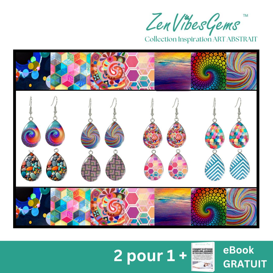 ZenVibesGems™ |  Boucles d'oreilles | Collection Inspiration ART ABSTRAIT™