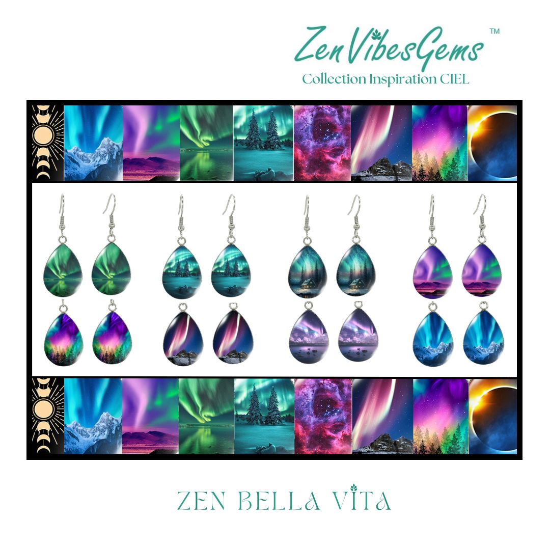ZenVibesGems™ |  Boucles d'oreilles | Collection Inspiration CIEL™ | AURORES BORÉALES