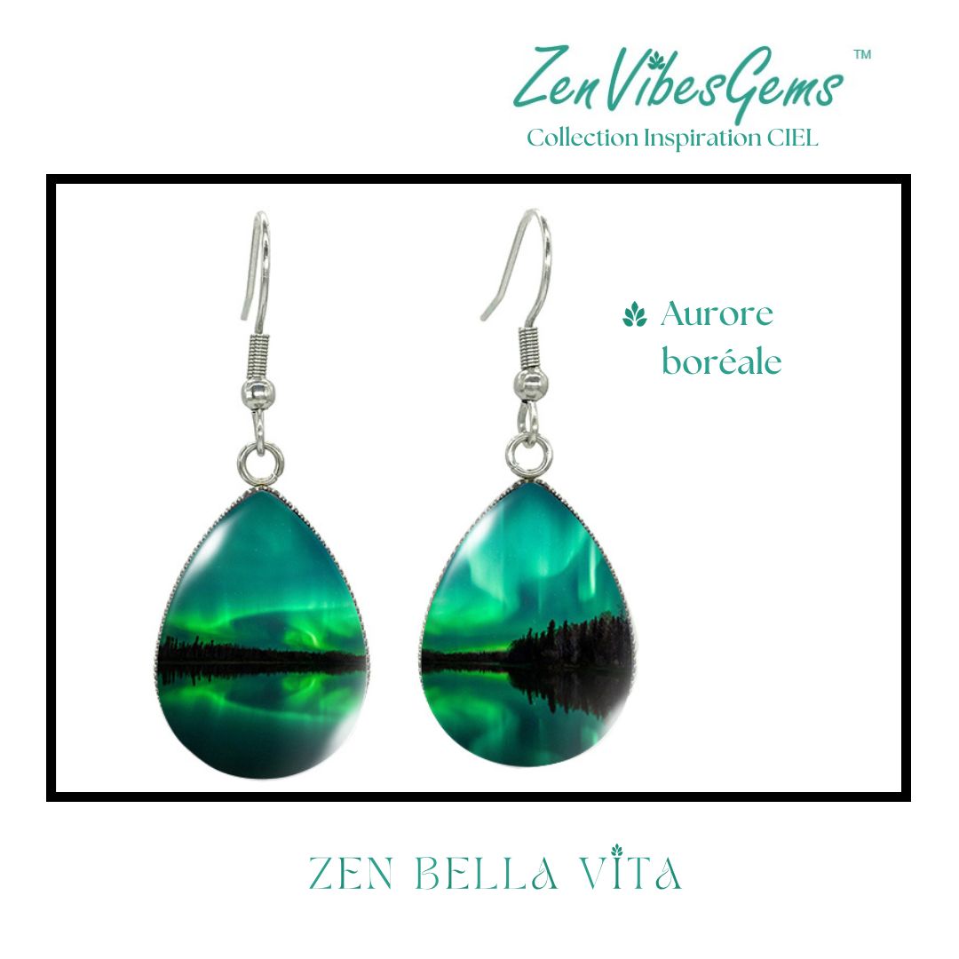 ZenVibesGems™ |  Boucles d'oreilles | Collection Inspiration CIEL™ | AURORES BORÉALES