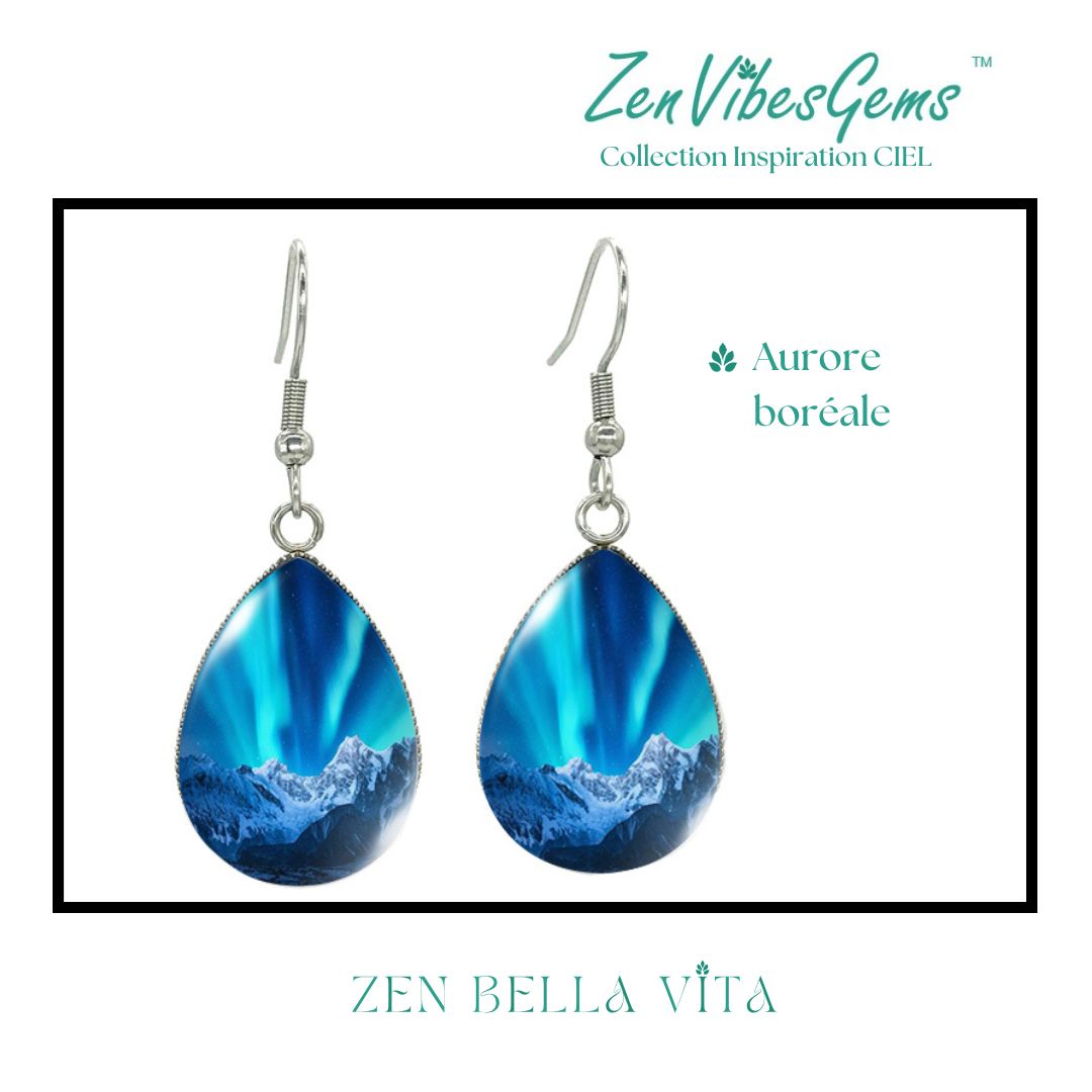 ZenVibesGems™ |  Boucles d'oreilles | Collection Inspiration CIEL™ | AURORES BORÉALES