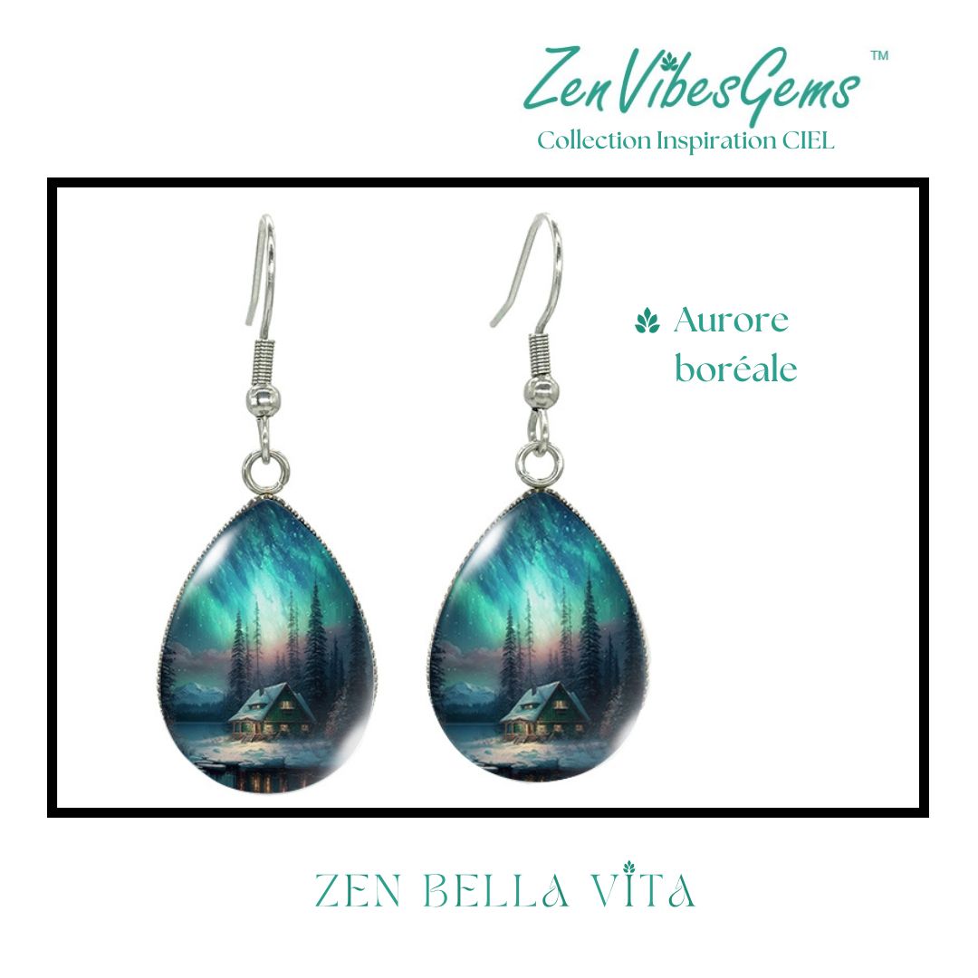 ZenVibesGems™ |  Boucles d'oreilles | Collection Inspiration CIEL™ | AURORES BORÉALES