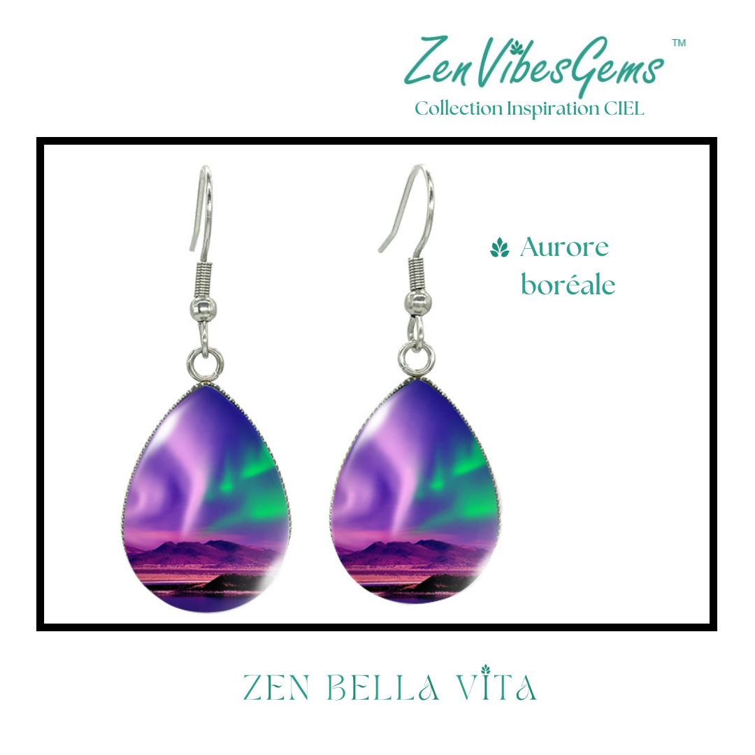 ZenVibesGems™ |  Boucles d'oreilles | Collection Inspiration CIEL™ | AURORES BORÉALES