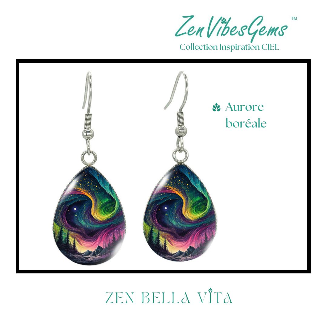 ZenVibesGems™ |  Boucles d'oreilles | Collection Inspiration CIEL™ | AURORES BORÉALES