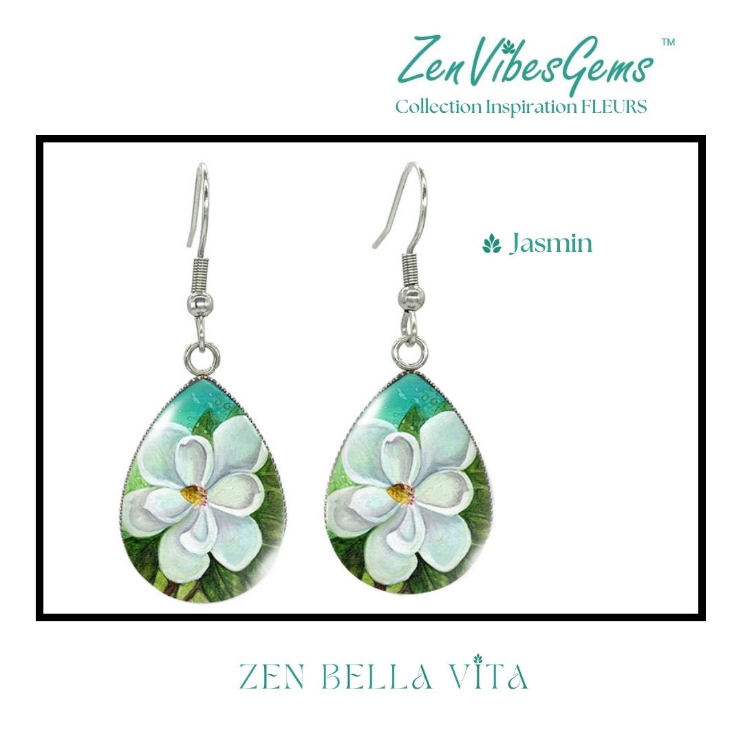 ZenVibesGems™ |  Boucles d'oreilles | Collection Inspiration FLEURS™ | MAGNOLIAS