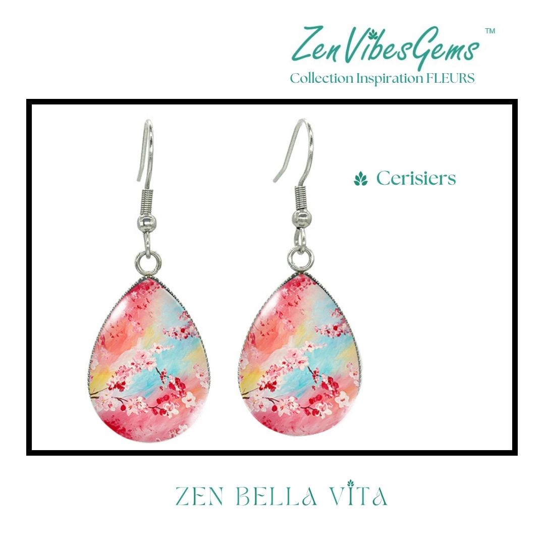ZenVibesGems™ |  Boucles d'oreilles | Collection Inspiration FLEURS™ | CERISIERS