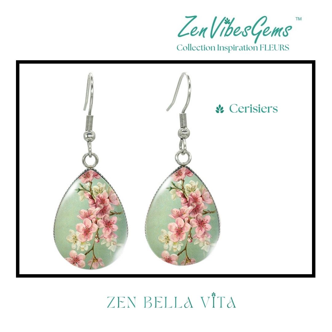 ZenVibesGems™ |  Boucles d'oreilles | Collection Inspiration FLEURS™ | CERISIERS