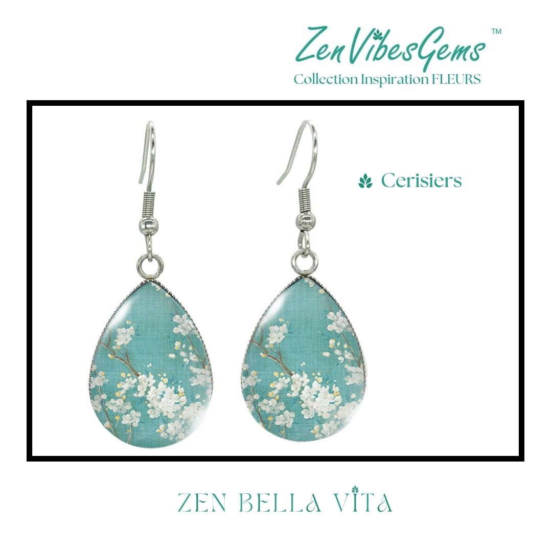 ZenVibesGems™ |  Boucles d'oreilles | Collection Inspiration FLEURS™ | CERISIERS