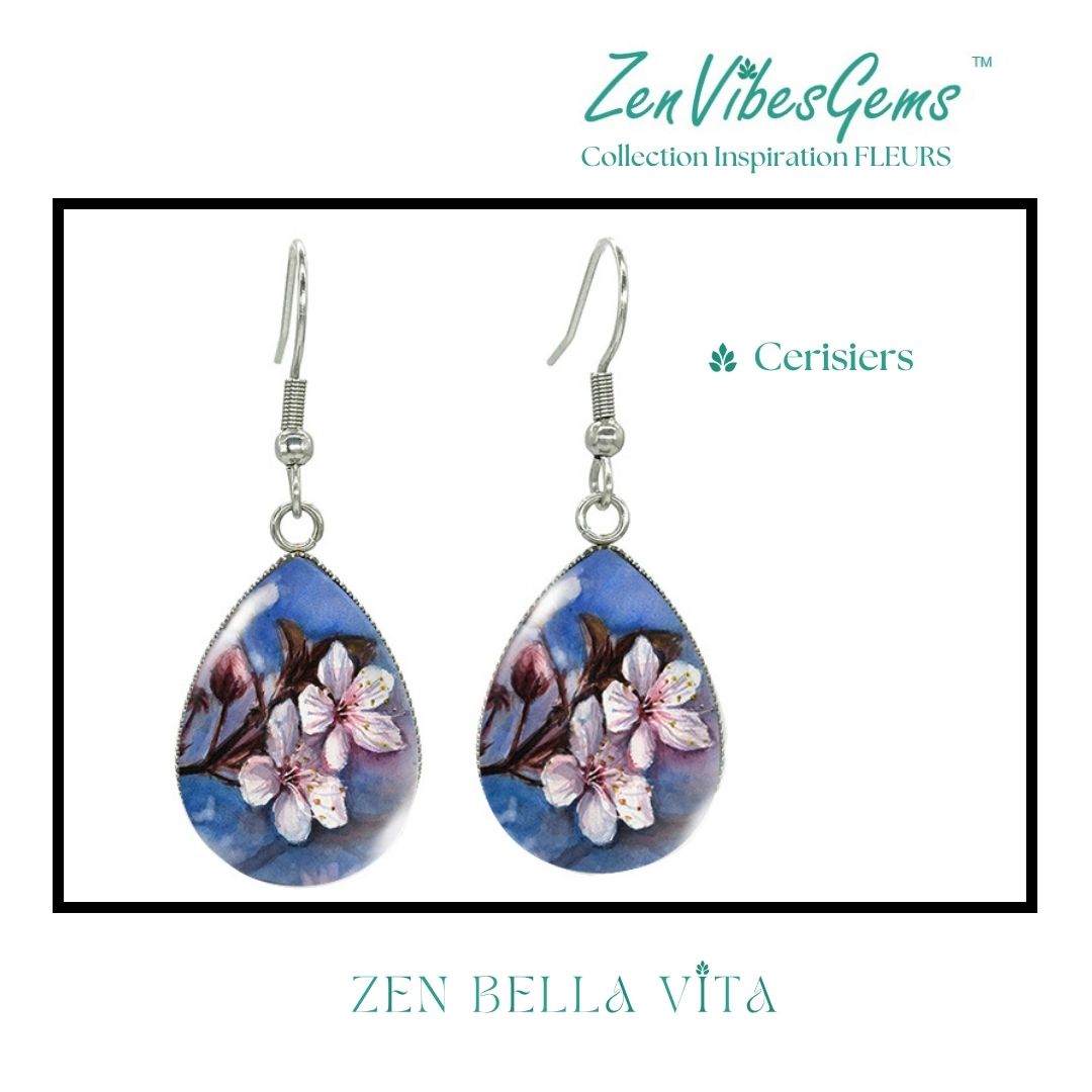 ZenVibesGems™ |  Boucles d'oreilles | Collection Inspiration FLEURS™ | CERISIERS