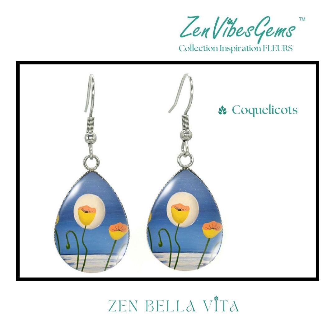 ZenVibesGems™ |  Boucles d'oreilles | Collection Inspiration FLEURS™ | COQUELICOTS