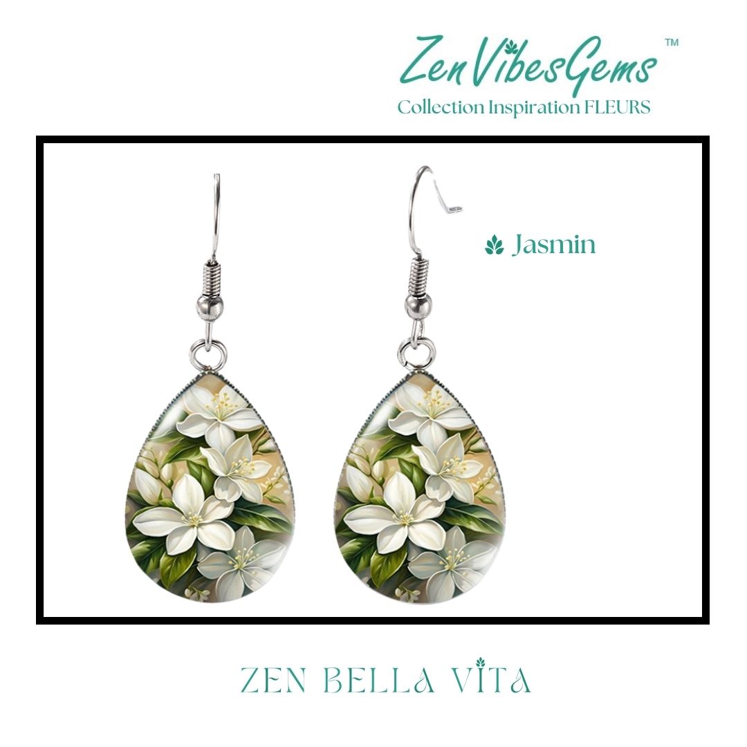 ZenVibesGems™ |  Boucles d'oreilles | Collection Inspiration FLEURS™ | MAGNOLIAS