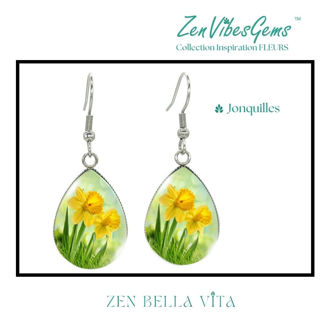 ZenVibesGems™ |  Boucles d'oreilles | Collection Inspiration FLEURS™ | JONQUILLES