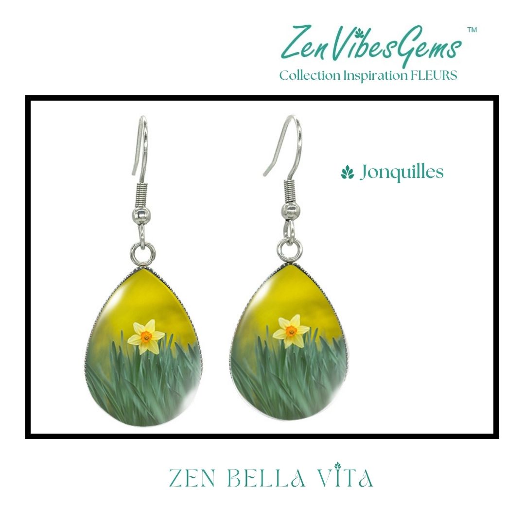 ZenVibesGems™ |  Boucles d'oreilles | Collection Inspiration FLEURS™ | JONQUILLES