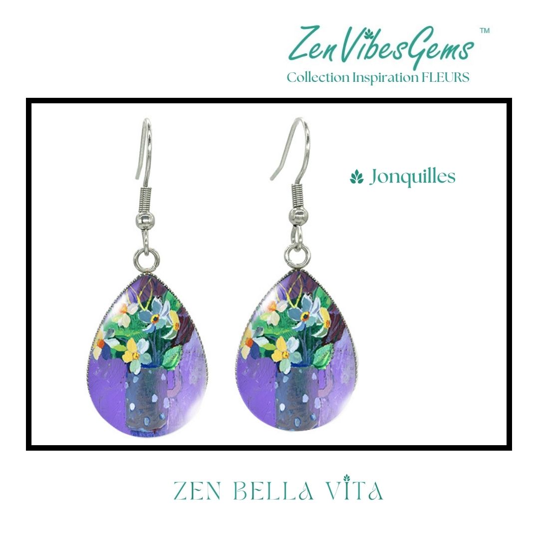 ZenVibesGems™ |  Boucles d'oreilles | Collection Inspiration FLEURS™ | JONQUILLES