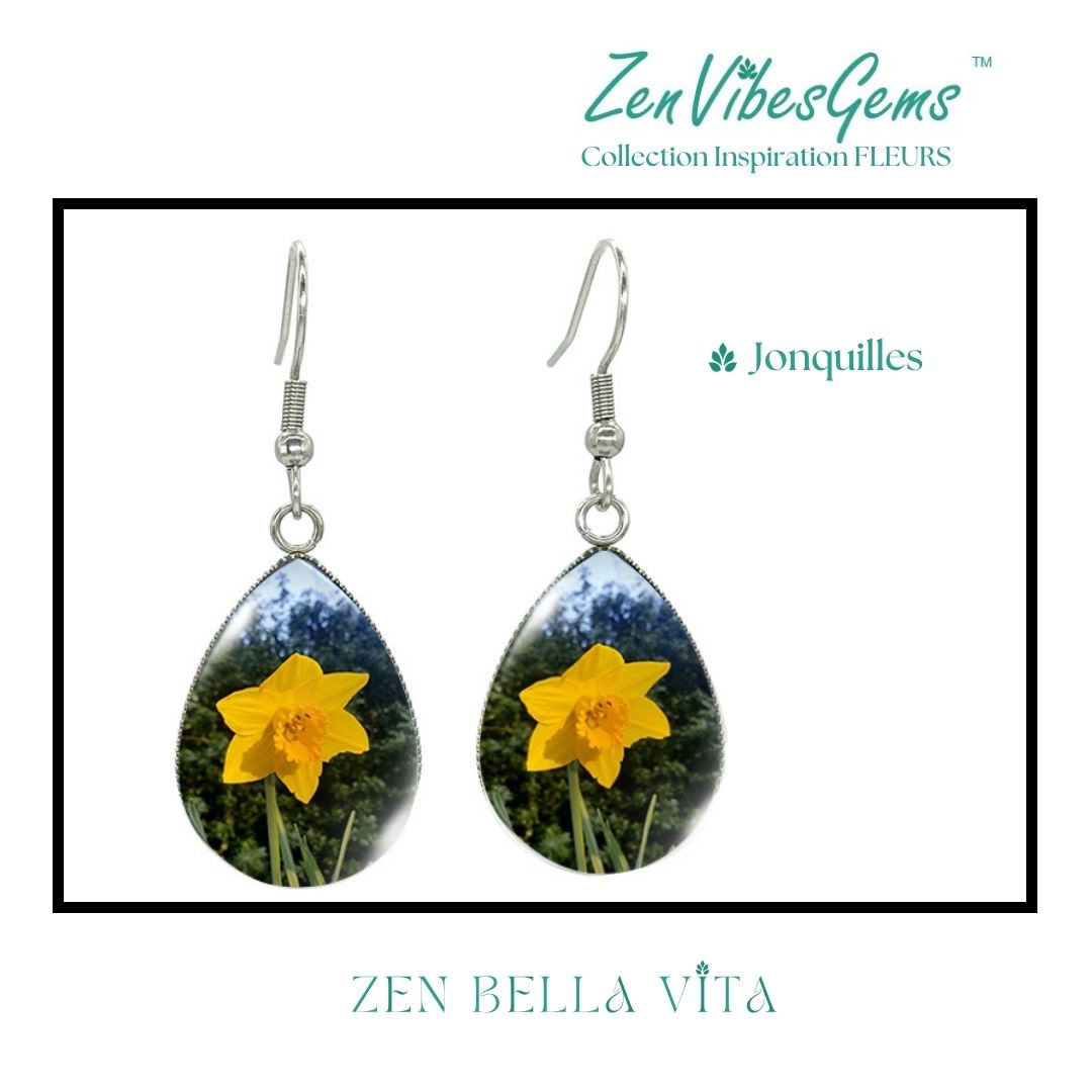 ZenVibesGems™ |  Boucles d'oreilles | Collection Inspiration FLEURS™ | JONQUILLES