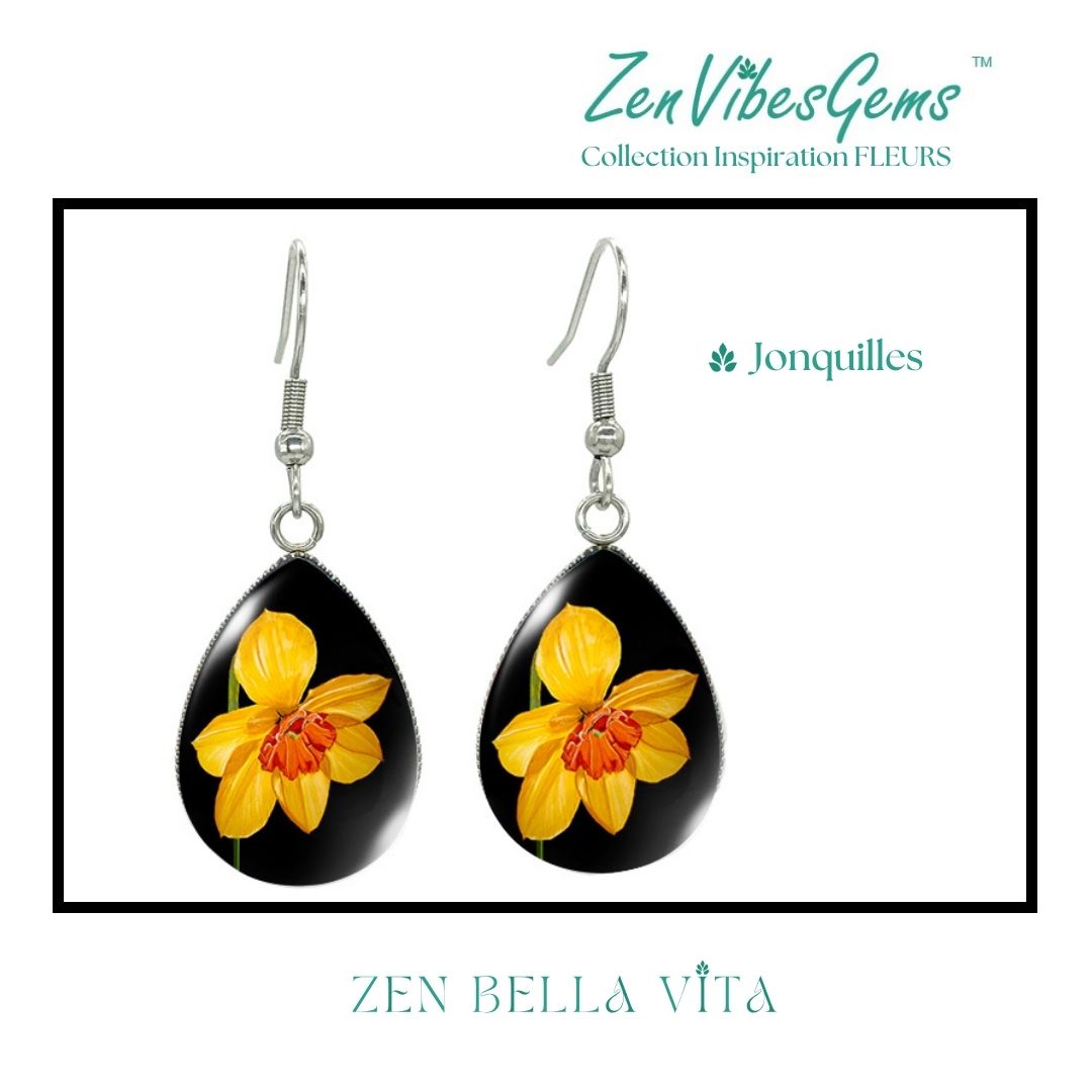 ZenVibesGems™ |  Boucles d'oreilles | Collection Inspiration FLEURS™ | JONQUILLES