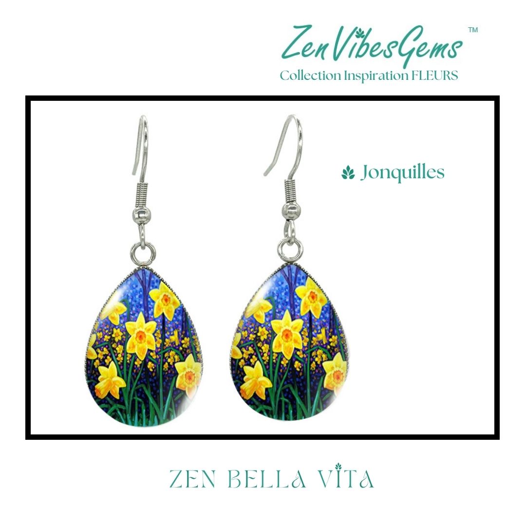 ZenVibesGems™ |  Boucles d'oreilles | Collection Inspiration FLEURS™ | JONQUILLES
