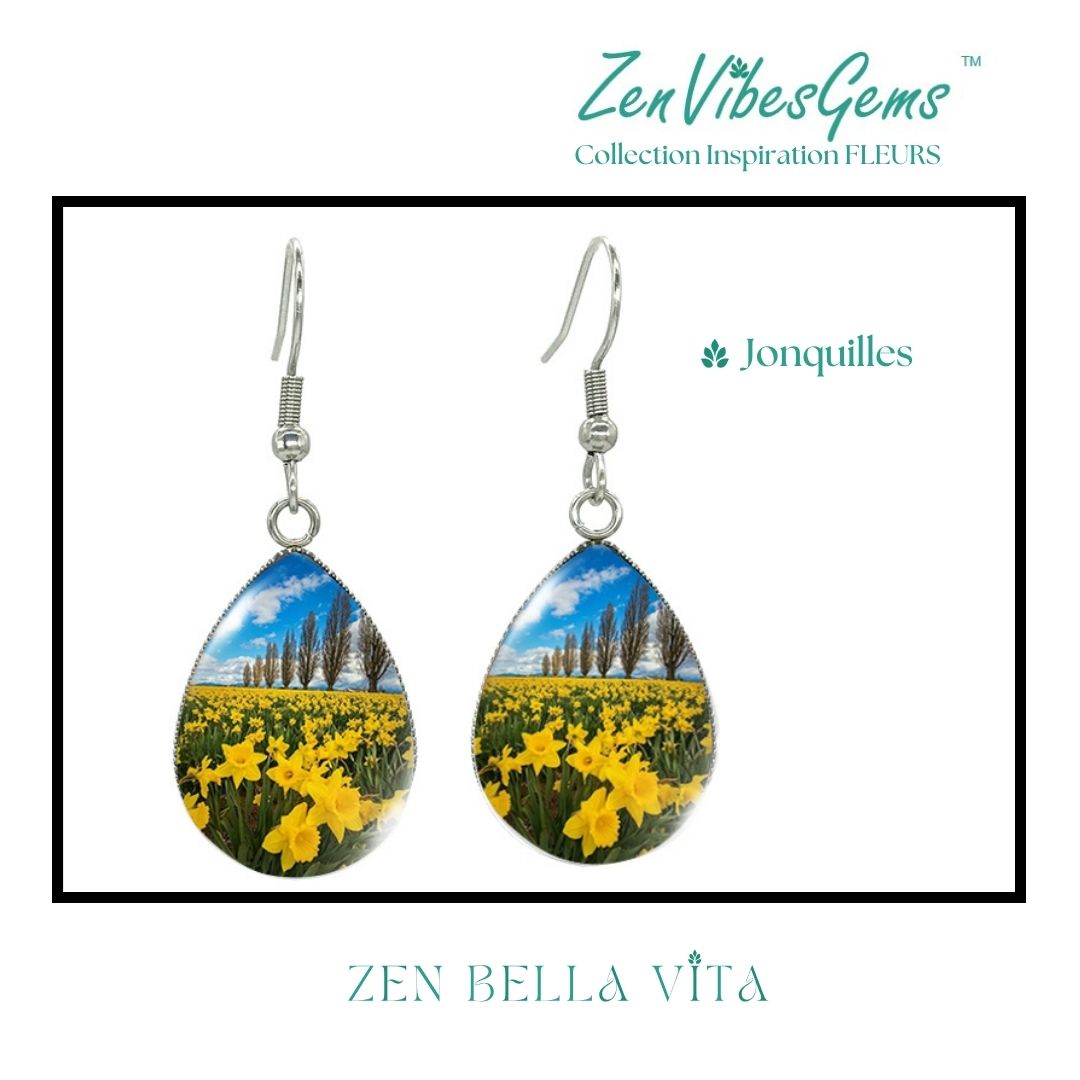 ZenVibesGems™ |  Boucles d'oreilles | Collection Inspiration FLEURS™ | JONQUILLES