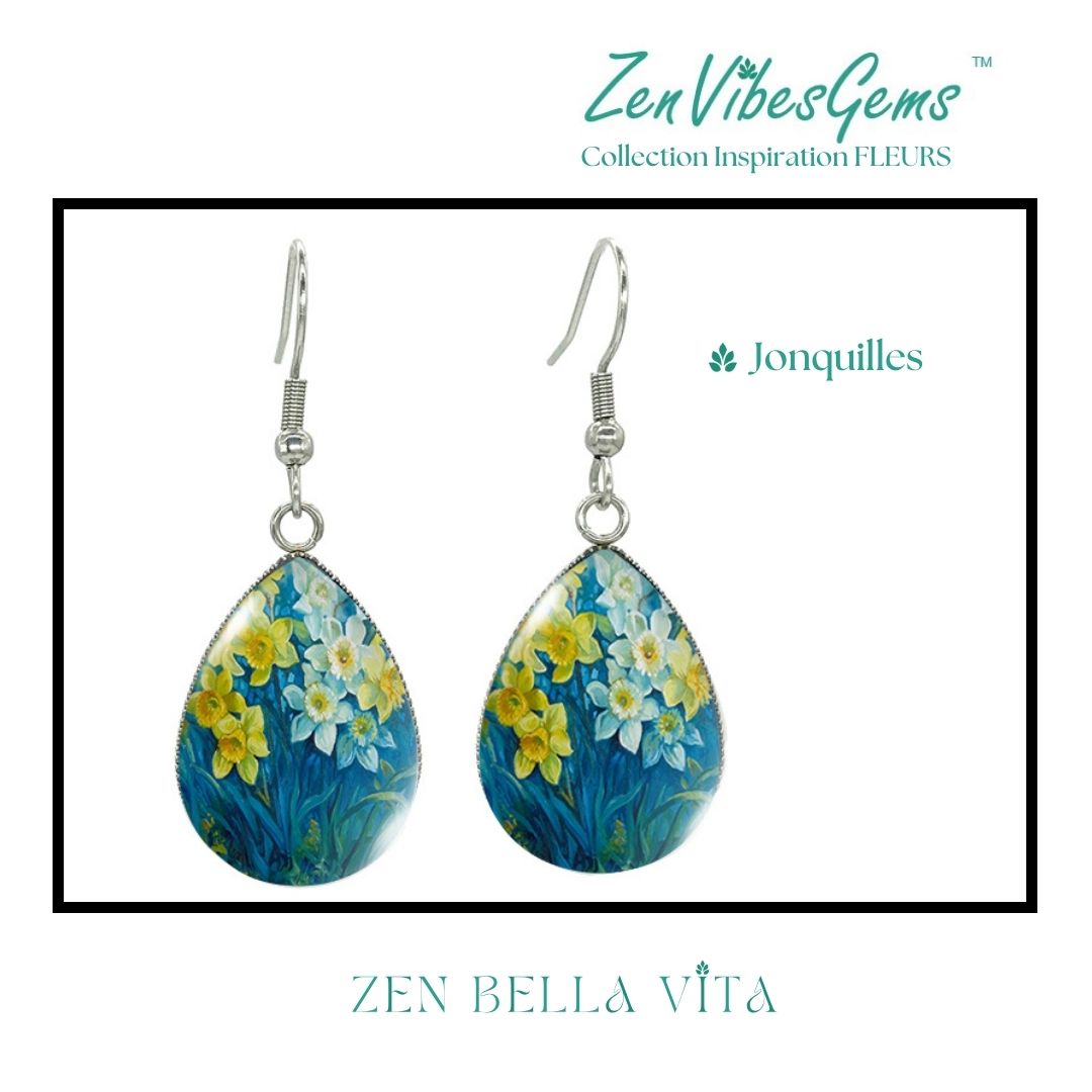 ZenVibesGems™ |  Boucles d'oreilles | Collection Inspiration FLEURS™ | JONQUILLES