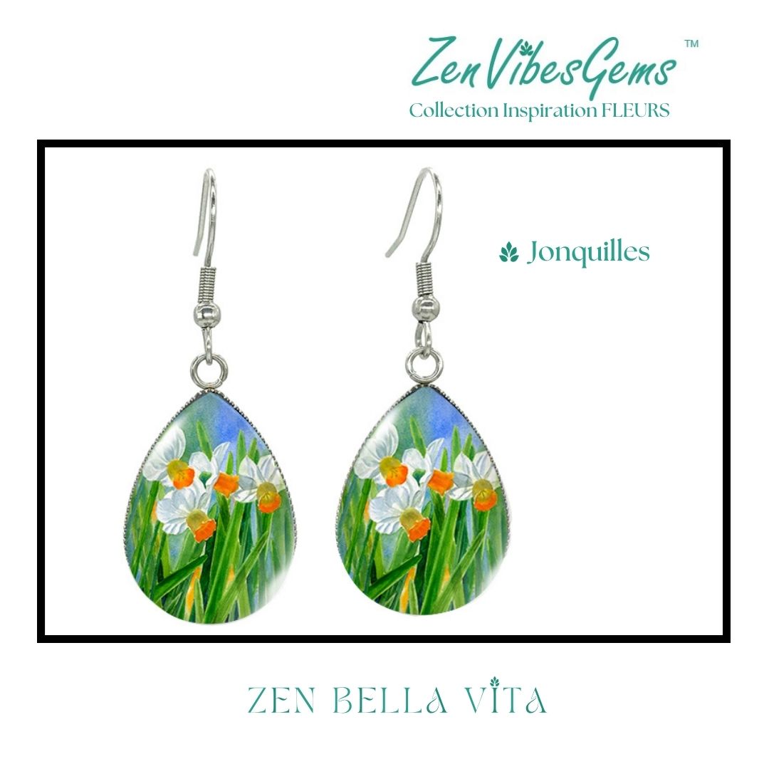 ZenVibesGems™ |  Boucles d'oreilles | Collection Inspiration FLEURS™ | JONQUILLES