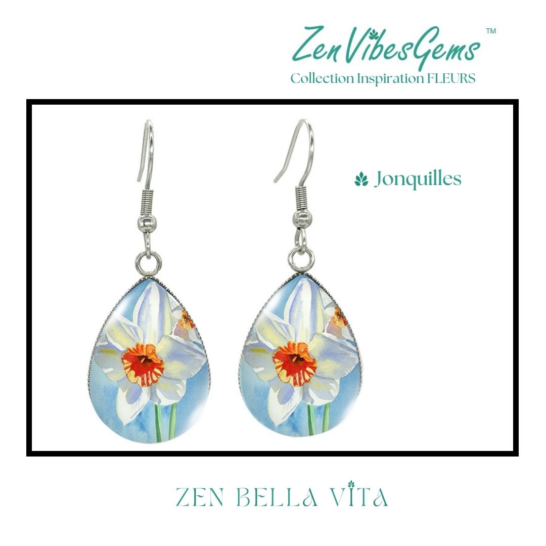 ZenVibesGems™ |  Boucles d'oreilles | Collection Inspiration FLEURS™ | JONQUILLES
