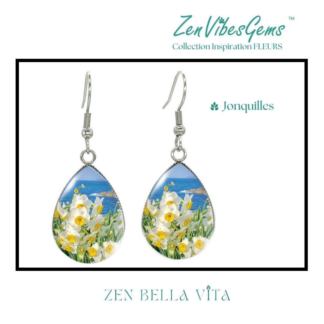 ZenVibesGems™ |  Boucles d'oreilles | Collection Inspiration FLEURS™ | JONQUILLES