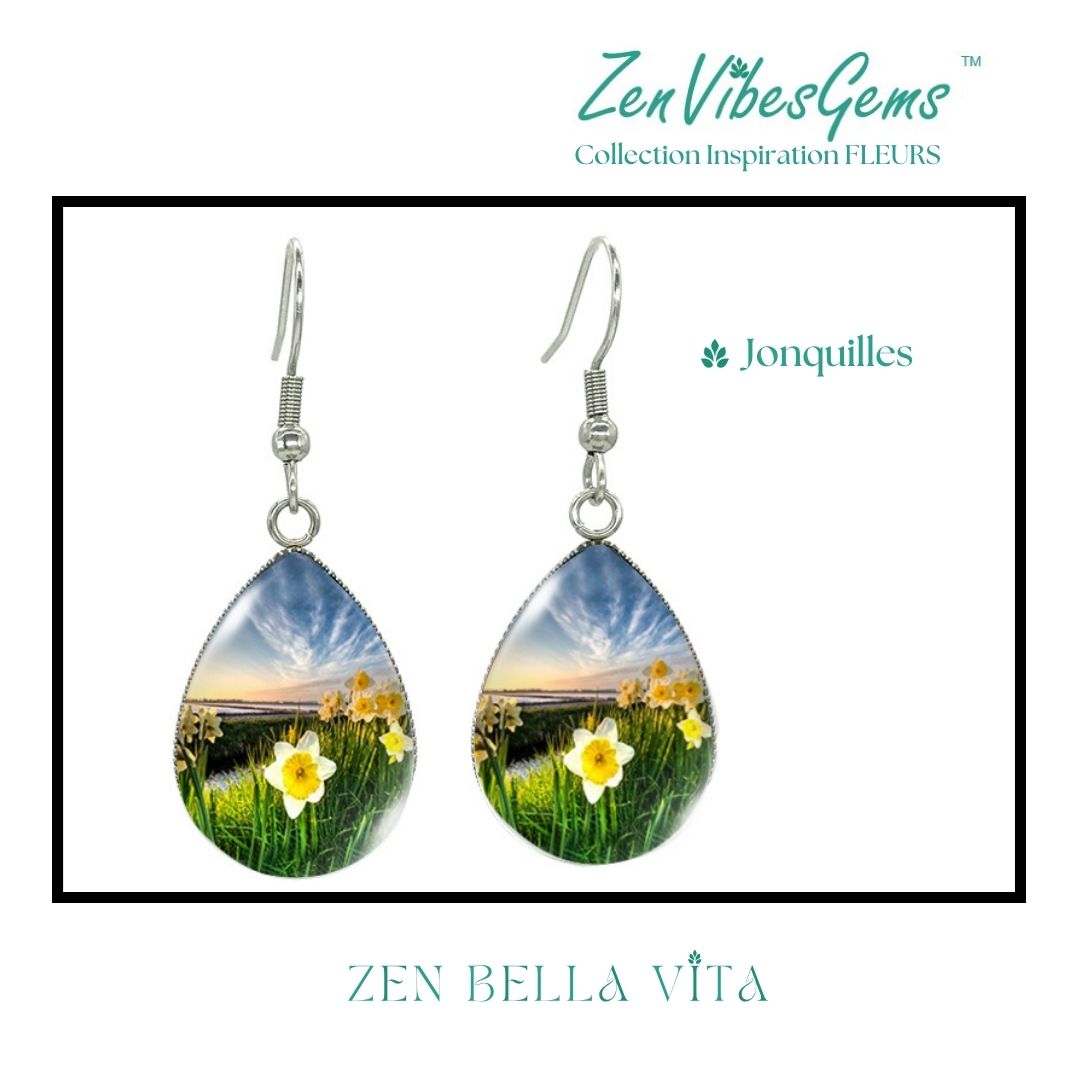 ZenVibesGems™ |  Boucles d'oreilles | Collection Inspiration FLEURS™ | JONQUILLES