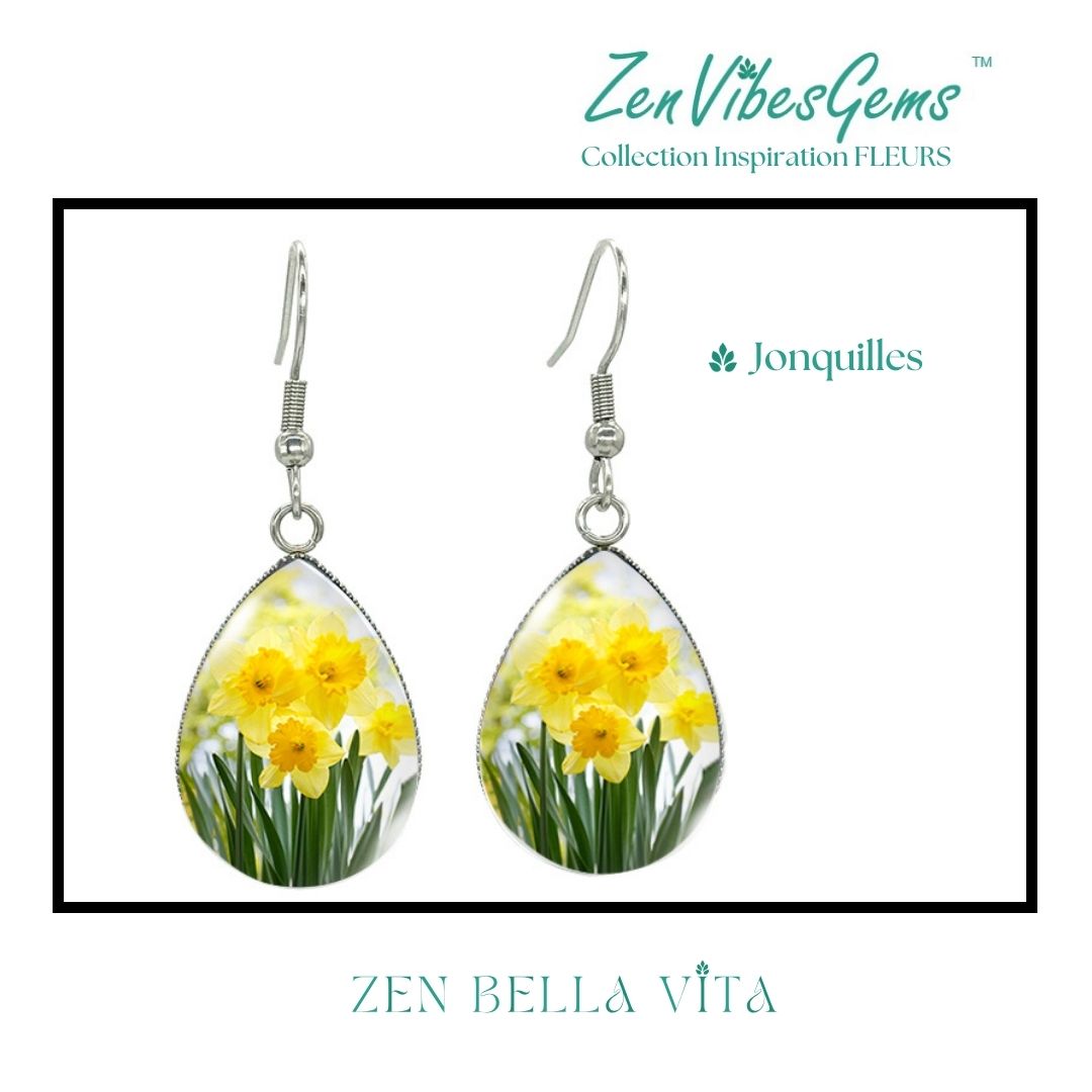 ZenVibesGems™ |  Boucles d'oreilles | Collection Inspiration FLEURS™ | JONQUILLES