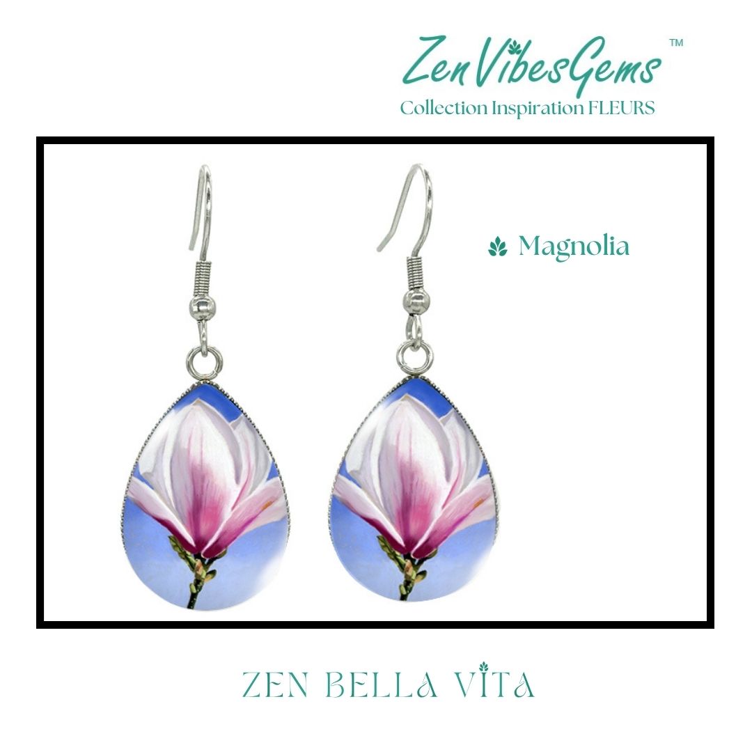 ZenVibesGems™ |  Boucles d'oreilles | Collection Inspiration FLEURS™ | MAGNOLIAS
